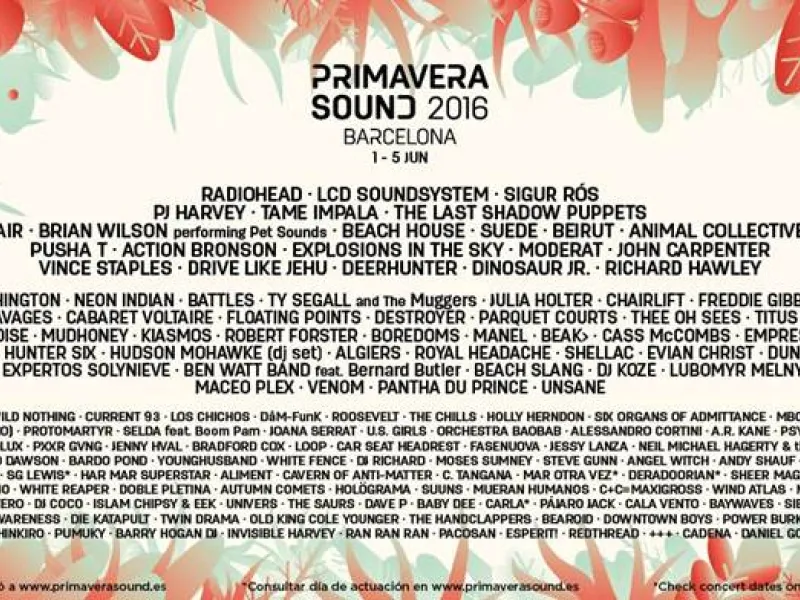 Después de una larga espera por fin se ha conocido el cartel del Primavera Sound 2016 